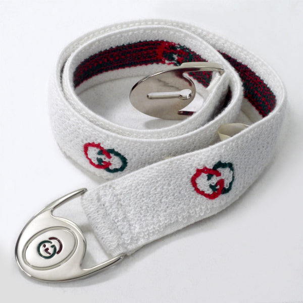 OLD Gucci　GGエポバックル ゴムベルト（白）