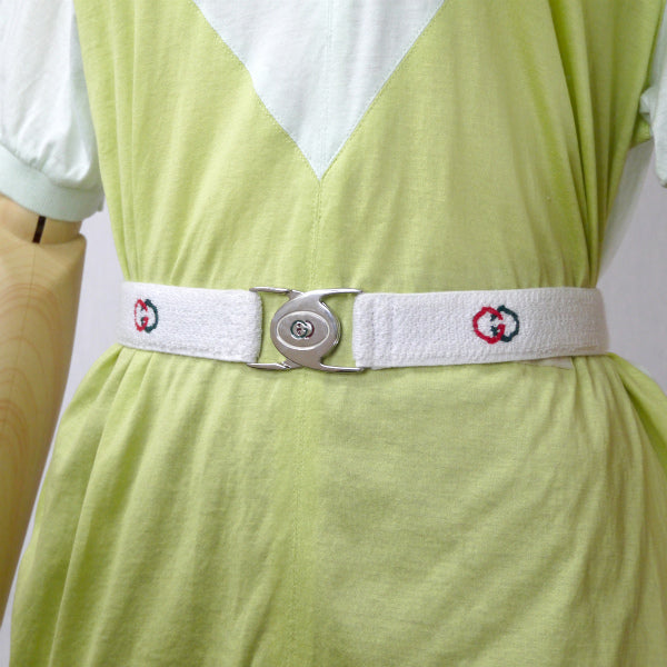 OLD Gucci　GGエポバックル ゴムベルト（白）