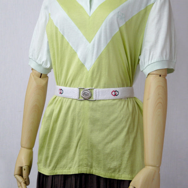 OLD Gucci　GGエポバックル ゴムベルト（白）