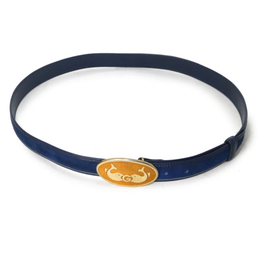 OLD Gucci レア！クジラGバックル スエードベルト（青）