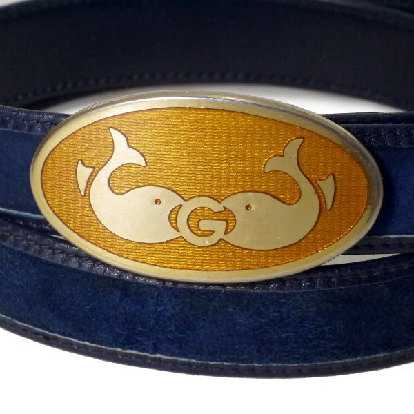 OLD Gucci レア！クジラGバックル スエードベルト（青） – Vintage