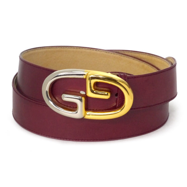 OLD Gucci GGバックル本革レザーベルト（ボルドー）