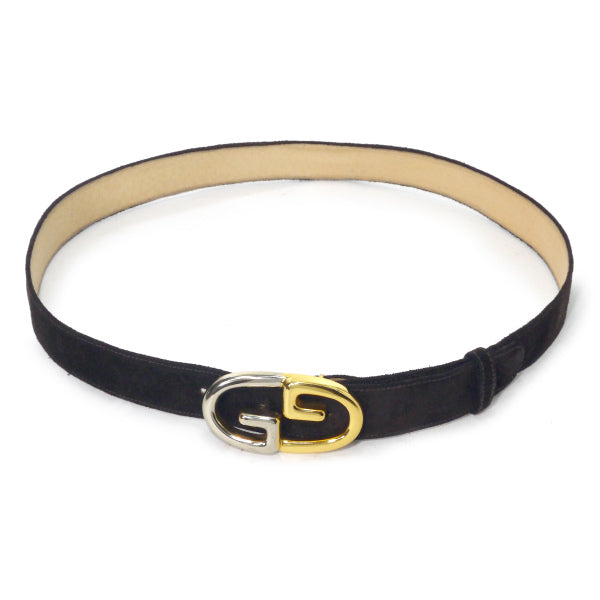 OLD Gucci GGバックルスエードレザーベルト（濃茶）