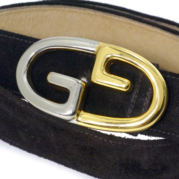 GUCCI グッチ スエードベルト ブラウン×ゴールド GGバックル OLD Gucci GGバックルスエードレザーベルト（濃茶） – Vintage Shop Rococo