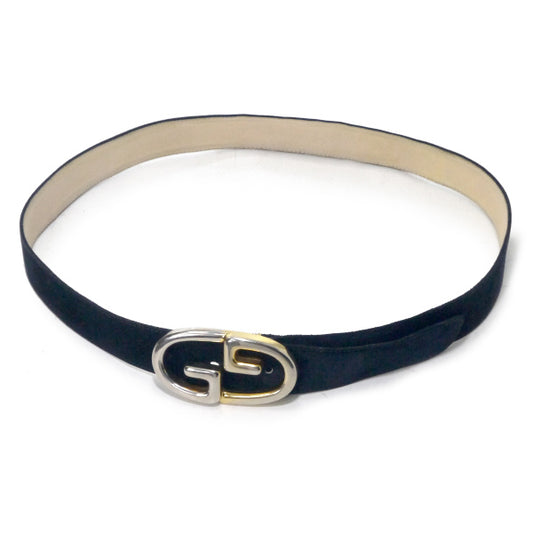 OLD Gucci GGバックルスエードレザーベルト（濃紺）