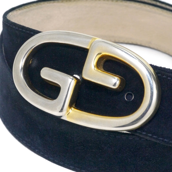 OLD Gucci GGバックルスエードレザーベルト（濃紺）