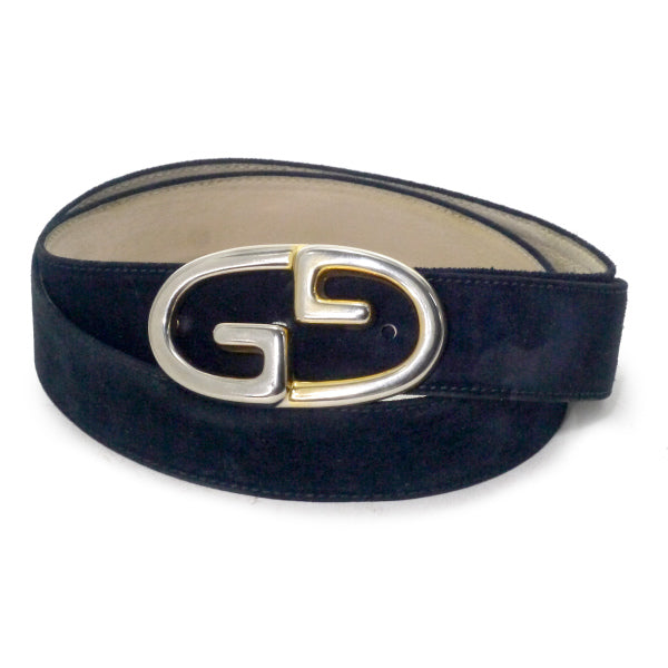 OLD Gucci GGバックルスエードレザーベルト（濃紺）