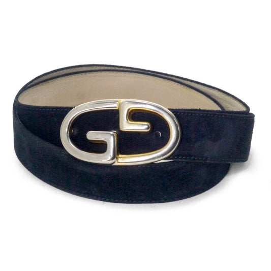 OLD Gucci GGバックルスエードレザーベルト（濃紺）
