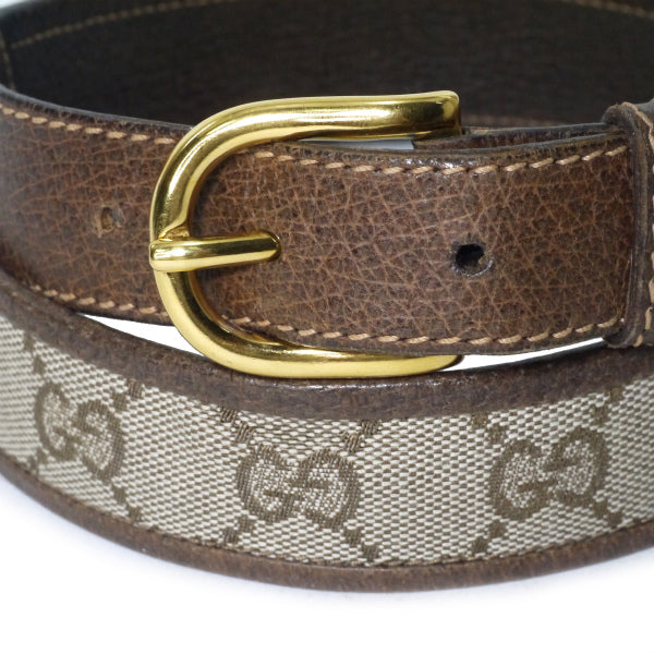 OLD Gucci　GG柄キャンバスレザーベルト（茶）