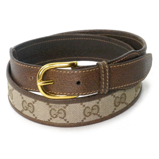 OLD Gucci　GG柄キャンバスレザーベルト（茶）