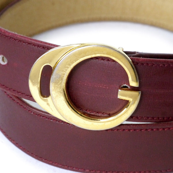 OLD Gucci ラウンドGバックルレザーベルト（ボルドー）