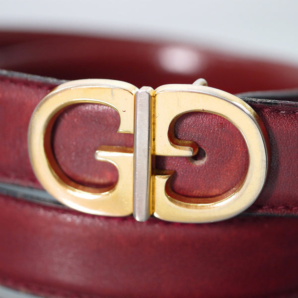 OLD Gucci ゴールドGGバックル細ベルト(ボルドー)
