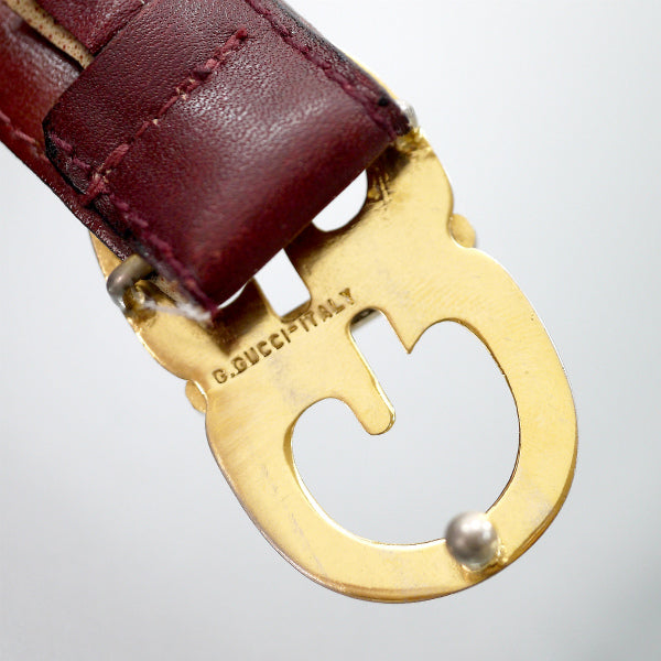 OLD Gucci ゴールドGGバックル細ベルト(ボルドー)