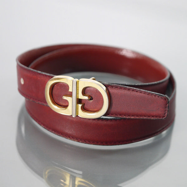 OLD Gucci ゴールドGGバックル細ベルト(ボルドー)