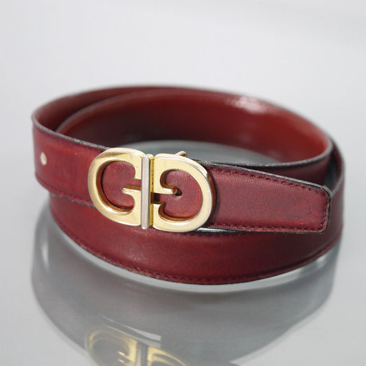 OLD Gucci ゴールドGGバックル細ベルト(ボルドー)