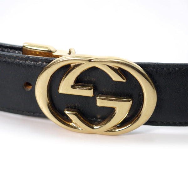 OLD Gucci インターロッキングGレザーベルト(黒)