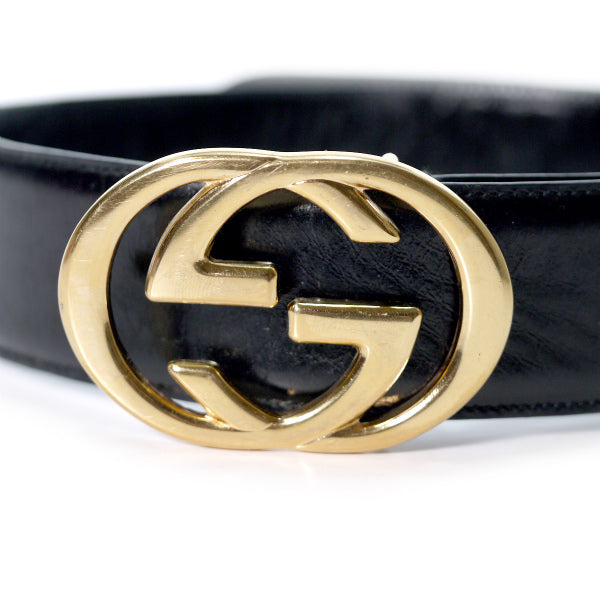 OLD Gucci インターロッキングGレザーウエストベルト(黒)