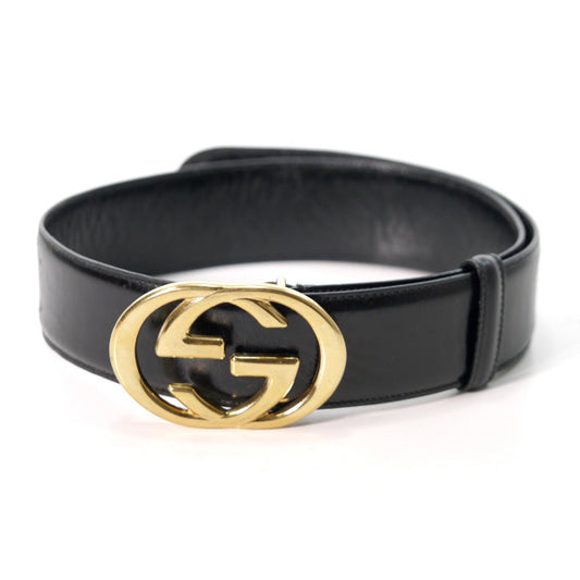 OLD Gucci インターロッキングGレザーウエストベルト(黒)