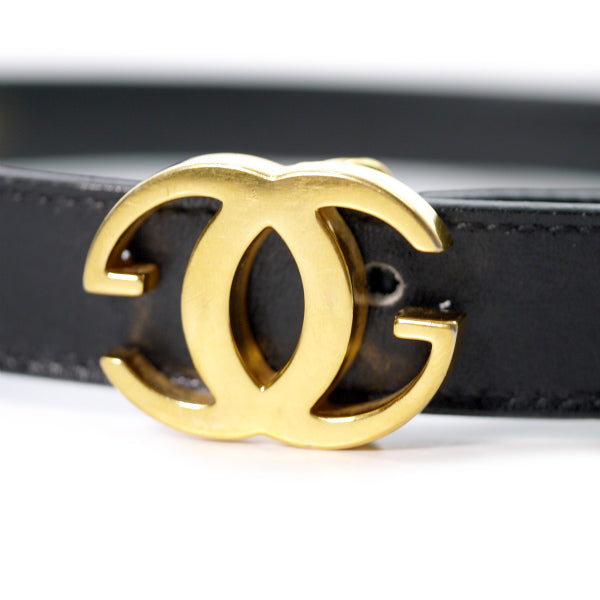 OLD Gucci GGバックル細レザーベルト(黒)