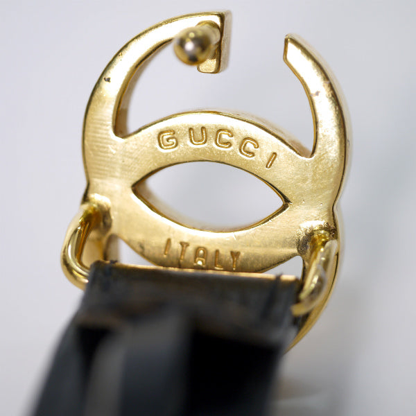 OLD Gucci GGバックル細レザーベルト(黒)