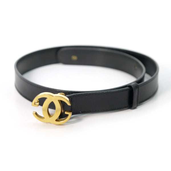 OLD Gucci GGバックル細レザーベルト(黒)