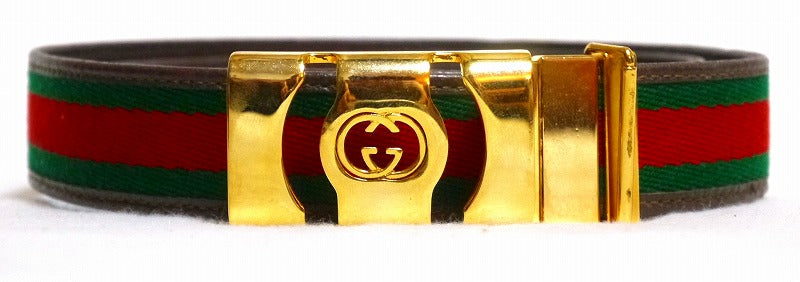 OLD Gucci メンズ用　シェリーライン×革ベルト（緑）