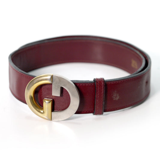 OLD Gucci ゴールド×シルバーGG太ベルト(ボルドー)