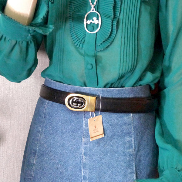 OLD Gucci デットストック！GGレザーベルト(黒/茶)