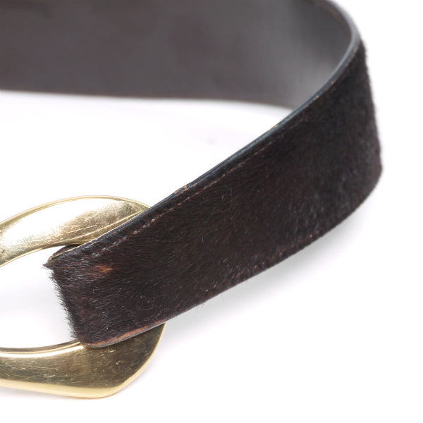 Gucci ビットバックル ハラコ素材アクセントベルト (茶)