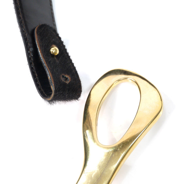 Gucci ビットバックル ハラコ素材アクセントベルト (茶)