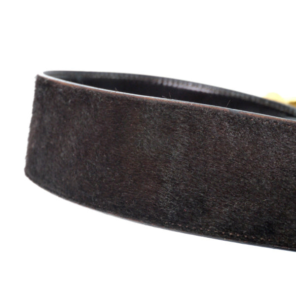 Gucci ビットバックル ハラコ素材アクセントベルト (茶)