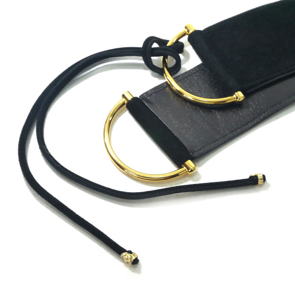 OLD Gucci スエードアクセントリボンベルト （黒/箱付）