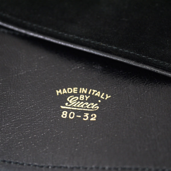 OLD Gucci スエードアクセントリボンベルト （黒/箱付）