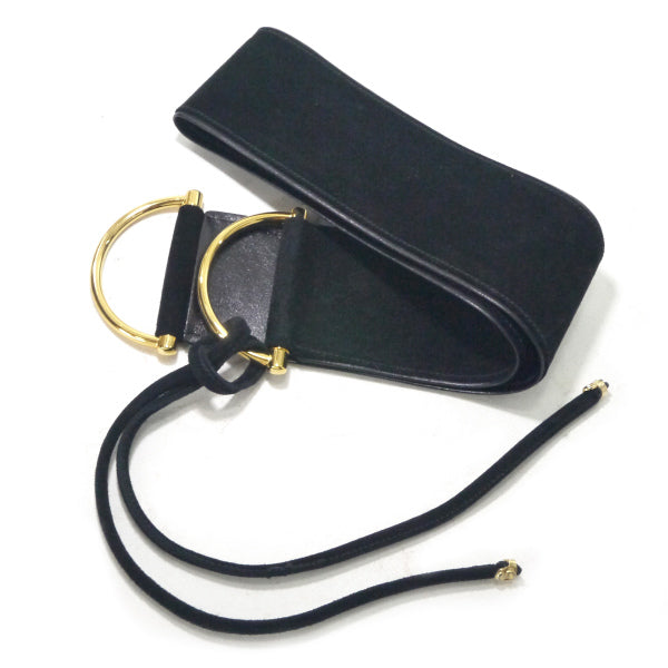 OLD Gucci スエードアクセントリボンベルト （黒/箱付