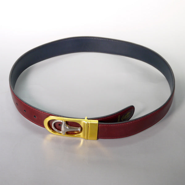OLD Gucci ビットバックル レザーベルト（ボルドー/黒）