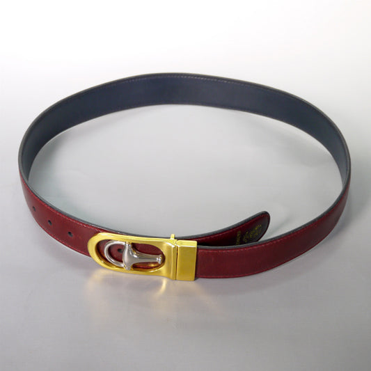 OLD Gucci ビットバックル レザーベルト（ボルドー/黒）