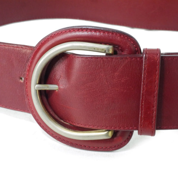 OLD Gucci　ビッグバックルレザー太ベルト（ボルドー）