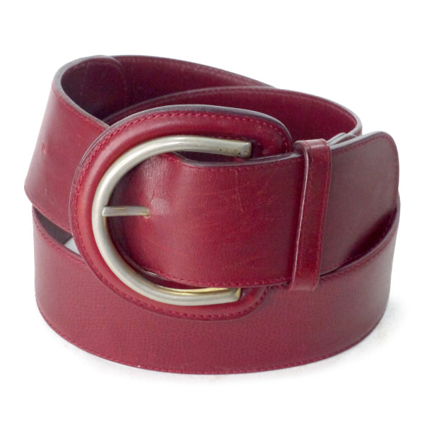 OLD Gucci　ビッグバックルレザー太ベルト（ボルドー）