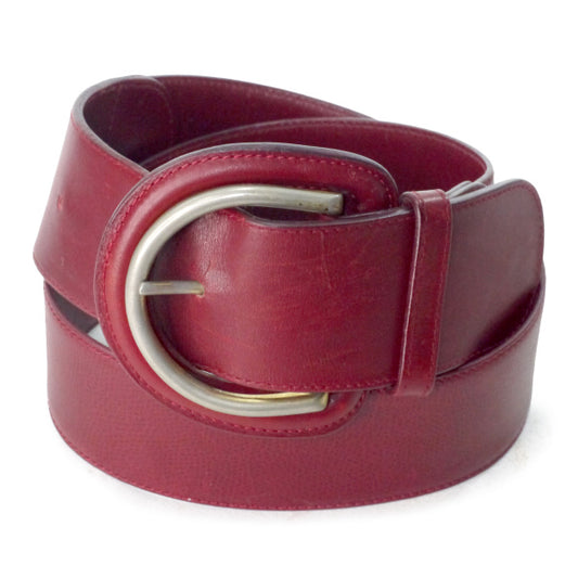 OLD Gucci　ビッグバックルレザー太ベルト（ボルドー）