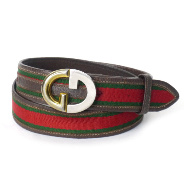 OLD Gucci シェリーラインGGバックルレザーベルト