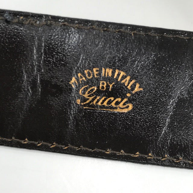 OLD Gucci ゴールドGGバックル レザーベルト(濃茶)