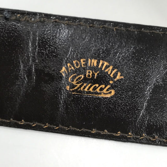 OLD Gucci ゴールドGGバックル レザーベルト(濃茶)