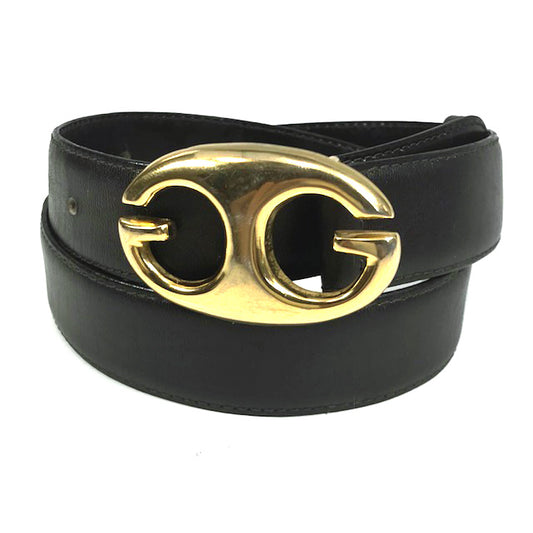 OLD Gucci ゴールドGGバックル レザーベルト(濃茶)