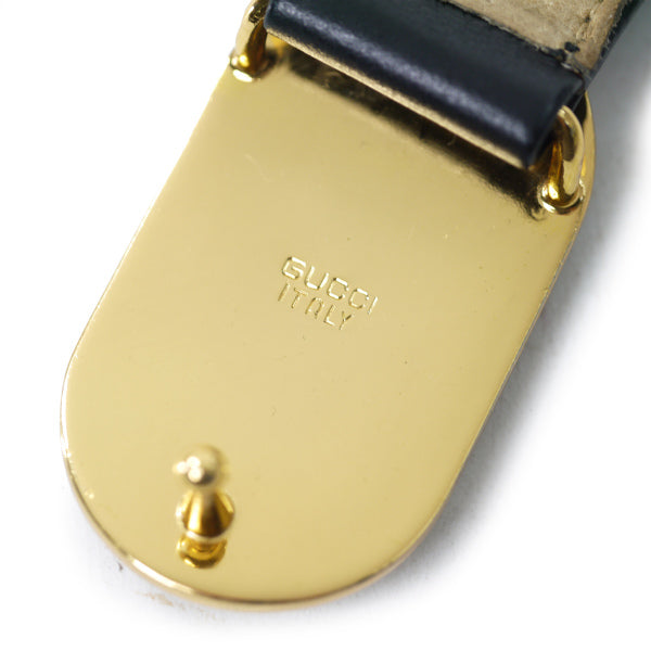 OLD Gucci 70s筆記体ロゴバックル レザーベルト（黒）