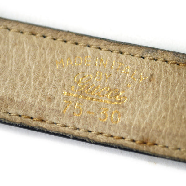 OLD Gucci 70s筆記体ロゴバックル レザーベルト（黒）