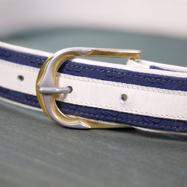 OLD Gucci マイクロGGジャガードベルト（紺）