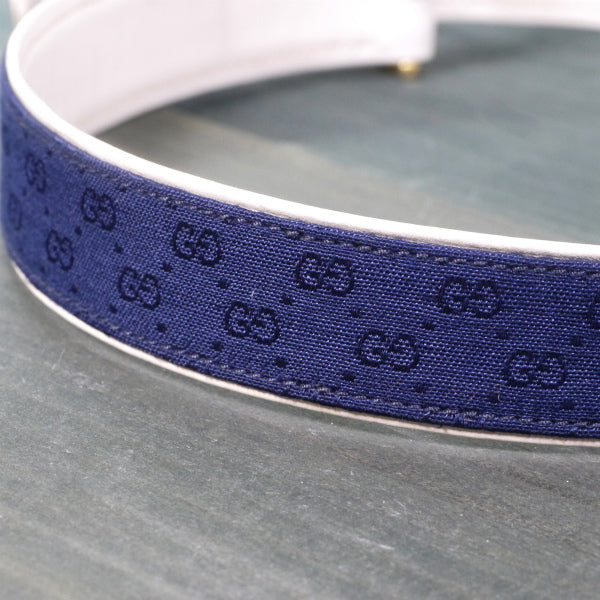 OLD Gucci マイクロGGジャガードベルト（紺）
