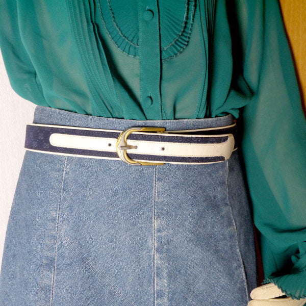 OLD Gucci マイクロGGジャガードベルト（紺）