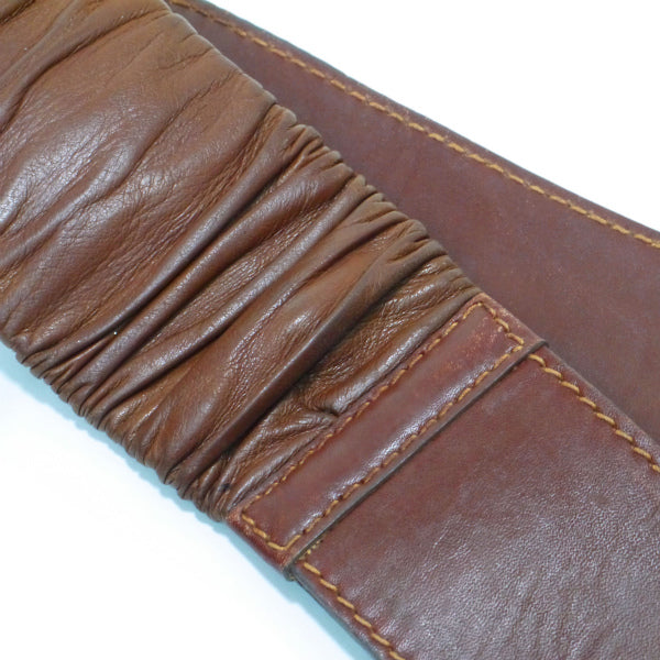 OLD Gucci ロープ模様バックル レザー太ベルト（茶）