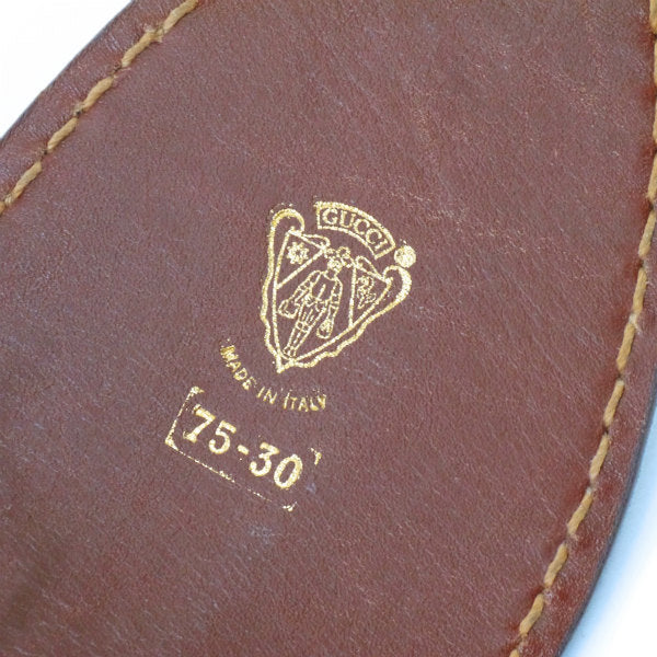 OLD Gucci ロープ模様バックル レザー太ベルト（茶）